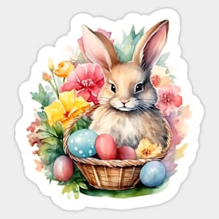 Happy Easter Bunny Watercolor painting Sticker